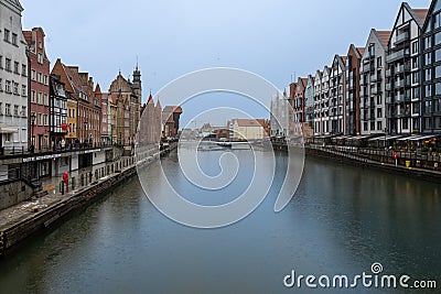 View of the old harbor of Gdansk in Poland. Editorial Stock Photo