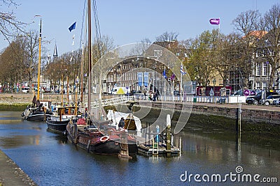 View of old harbour of Zierikzee Editorial Stock Photo