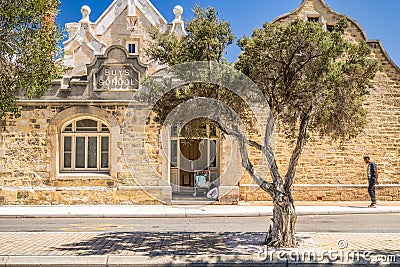 View of the old history building facade of art organization building DADAA at Adelaide street, Fremantle Editorial Stock Photo