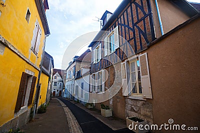 Narrow streets of Auxerre, France Stock Photo