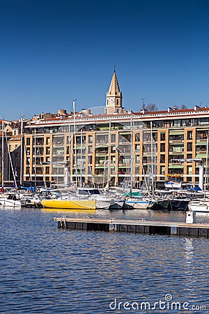 View from the old port of Marseille, France Editorial Stock Photo