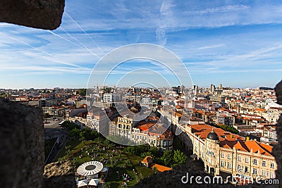 View of old Porto downtown from Clerigos Tower. Editorial Stock Photo