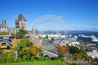 View of old Quebec and the Chateau Frontenac, Quebec,Canada Editorial Stock Photo