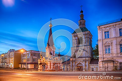 View of the old temple in the night Russian city of Smolensk Editorial Stock Photo