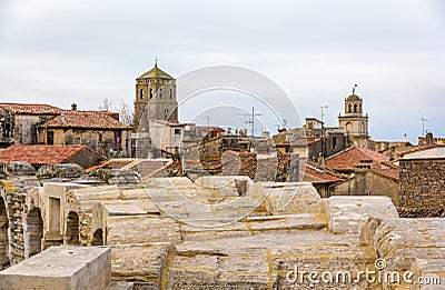 View of the old town of Arles from the Roman arena Stock Photo