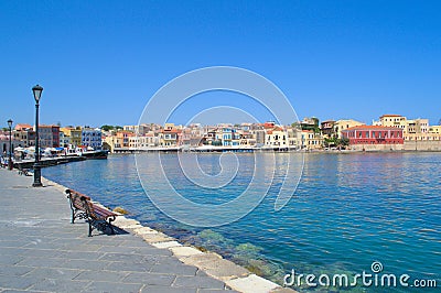 View of the old town in Chania, Crete in Greece Editorial Stock Photo