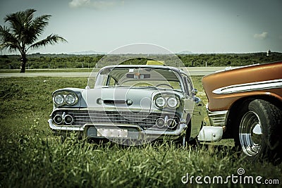 View of old vintage retro classic cars Stock Photo