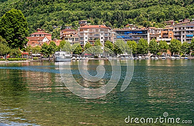 View of Omegna, located on the coast of Lake Orta in the province of Verbano-Cusio-Ossola, Italy Stock Photo