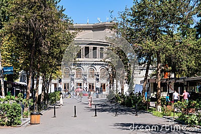 Armenia, Yerevan, September 2022. Walking alley near the National Opera and Ballet Theatre. Editorial Stock Photo