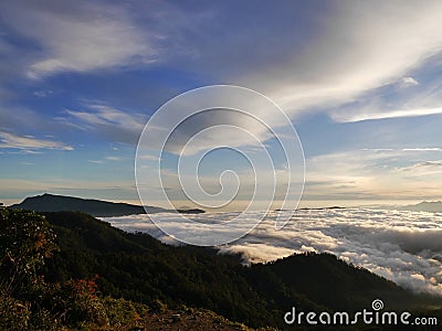 View from one of Kelimutu tri-coloured crater lakes, Flores, Indonesia Stock Photo