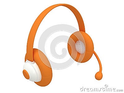 View of one orange headset. 3d render. Stock Photo