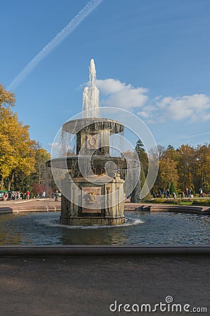view of one of the Roman fountains inside petergof Editorial Stock Photo