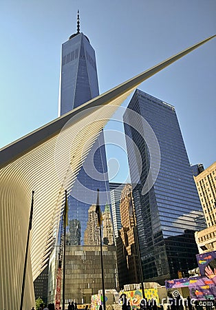 View of One World Trade Center and Oculus Editorial Stock Photo