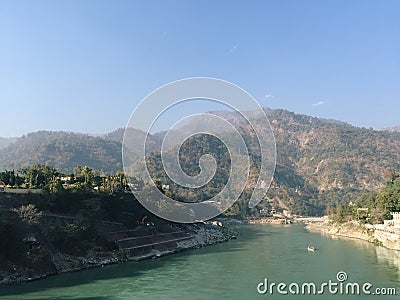 View of Ganga River in Rishikesh Stock Photo