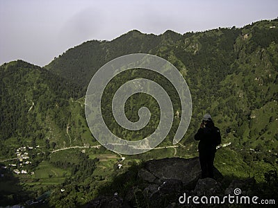 View from the road below Aurobindo Ashram at Nainital Editorial Stock Photo