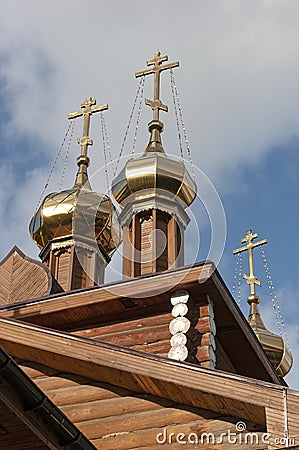View of the Orthodox Christian church and shining domes Stock Photo
