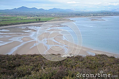 High view of the Llyn peninsula waters Stock Photo