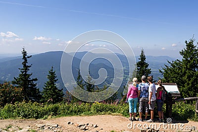 View and outlook from Lysa Hora, Beskid Mountains Editorial Stock Photo