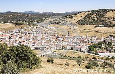 A view over Almaden de la Plata town, Seville Stock Photo