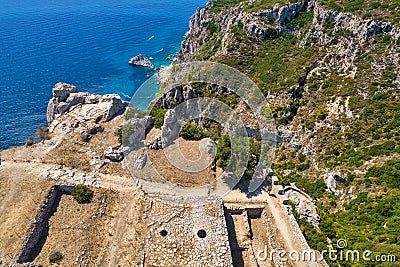 View over Angelocastro Castle, Corfu, Greece Stock Photo