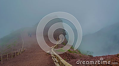 view over caldera of mount vesuvius volcano situated near italian city naples. this volcano caused total destruction of Stock Photo