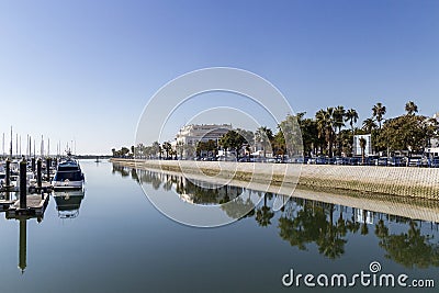 View over the central promenade in Ayamonte, Spain. Editorial Stock Photo