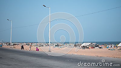 View over Chennai Beach and the horizon in Chennai, Tamil Nadu, India Editorial Stock Photo