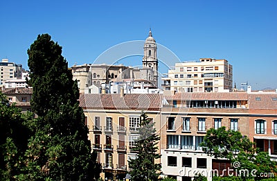 Apartments and Cathedral, Malaga. Editorial Stock Photo