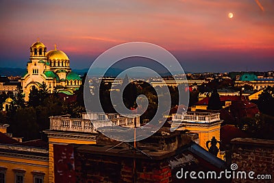 View over city centre in Sofia Bulgaria Stock Photo