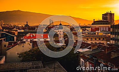 View over city centre in Sofia Bulgaria Stock Photo