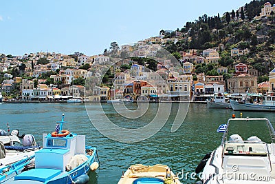 View over the city of Symi Editorial Stock Photo