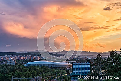 view over Cluj-Napoca at sunset Stock Photo