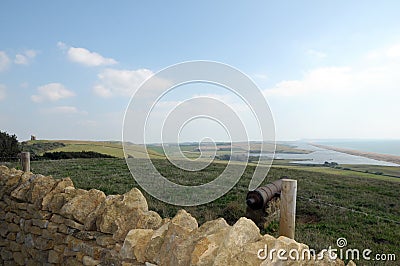 View over Dorset coast, Abbotsbury gardens Stock Photo