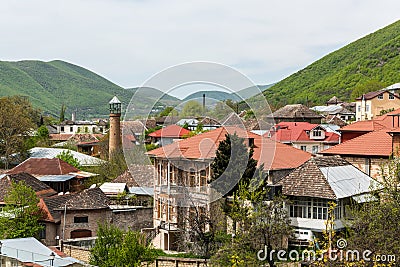 View over downtown area of Sheki town in Azerbaijan Editorial Stock Photo