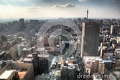 View over downtown Johannesburg in South Africa Editorial Stock Photo