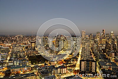 A View Over Elliott bay and Seattle Urban Downtown City Skyline Buildings Waterfront Editorial Stock Photo