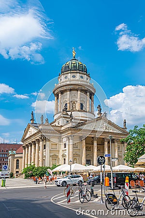 View over the Gendarmenmarkt in Berlin with Concert Hall and French Cathedral in historical and business downtown, Berlin, Germany Editorial Stock Photo