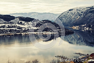 View over Hardangerfjord in Norway Stock Photo