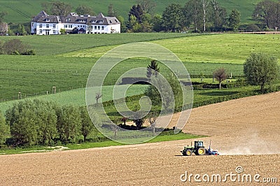 View over hilly Limburg agrarian landscape Editorial Stock Photo