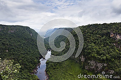 View over Kaieteur waterfall valley Stock Photo