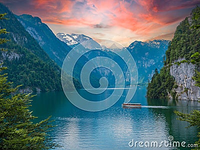 View over the Koenigssee near Schoenau in Berchtesgaden Stock Photo