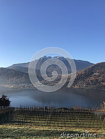 View over Lake Caldonazzo in Trentino, Northern Italy Stock Photo