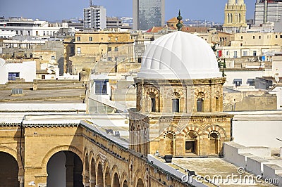 View over medina tunis, dome of the mosque Stock Photo