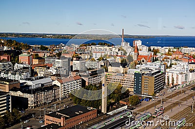 A view over the railway station from Tampere, Finland Editorial Stock Photo