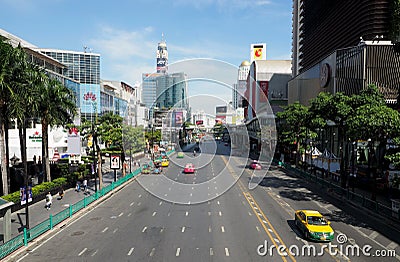 View over Ratchadamri Road on January 1 Editorial Stock Photo