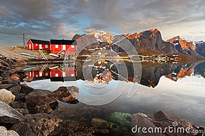 View over Reine village, Norway Stock Photo