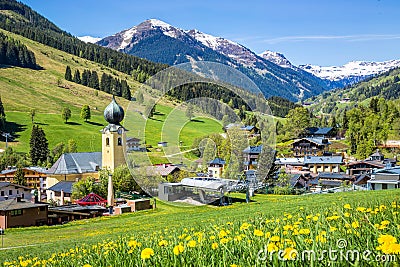 View over Saalbach village in summer, Austria Stock Photo