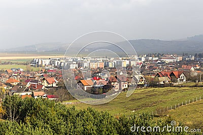 Aerial view over Sacele city Stock Photo