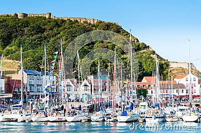 View over Scarborough South Bay harbor in North Yorskire, England Editorial Stock Photo