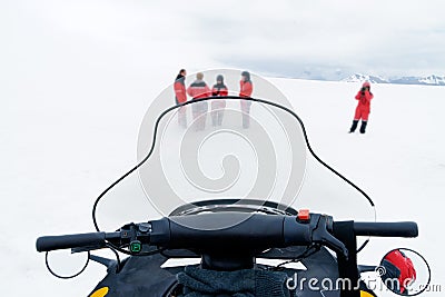 View over a Skidoo cockpit Stock Photo